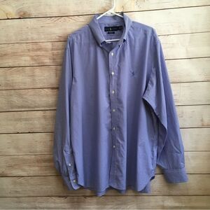 RALPH LAUREN EASY CARE LONG SLEEVE‎ SHIRT IN BLUE AND WHITE GINGHAM